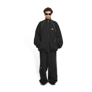 Men's Balenciaga 3b Sports Icon Tracksuit Jackets Black | 5192PGSOW