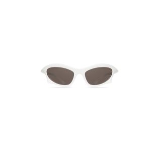 Men's Balenciaga Bat Rectangle Sunglasses White | 5826DGUYI