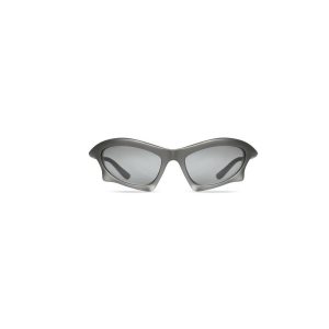 Men's Balenciaga Bat Rectangle Sunglasses Silver | 6815FDQJZ