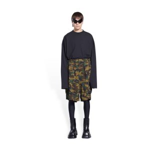 Men's Balenciaga Cargo Kick Shorts Pants Green | 1097KDQHR