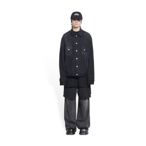 Men's Balenciaga Cities Paris Large Fit Jackets Black | 8217DKSTY