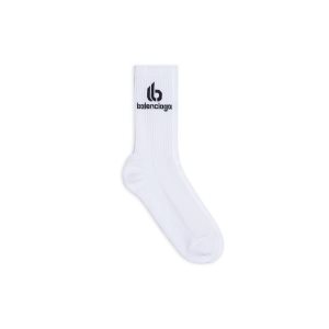 Men's Balenciaga Double B Socks White | 7023XJMYL