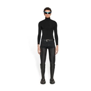 Men's Balenciaga Fitted Turtleneck Knitwear Black | 7350YLSDW