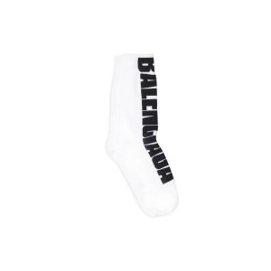 Men's Balenciaga Logo Socks White | 3165AHMPZ