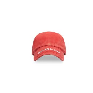 Men's Balenciaga Logo Visor Caps Red | 4298BGKIP