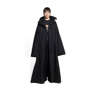 Men's Balenciaga Maxi Evening Parka Jackets Black | 6432SMBQR