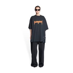 Men's Balenciaga Metal T Shirts Black | 5786RSJDP