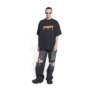 Men's Balenciaga Metal T Shirts Black | 9130XGTEY