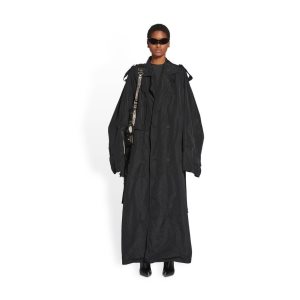 Men's Balenciaga Packable Trench Jackets Black | 7349NVDCL