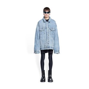 Men's Balenciaga Padded Jackets Indigo | 4051MQZON