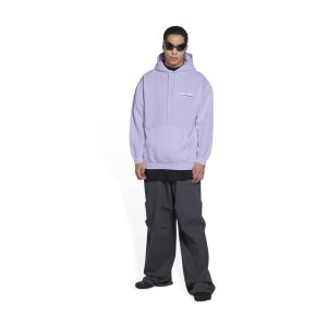 Men's Balenciaga Political Campaign Medium Fit Hoodie Purple | 2436UKEVO