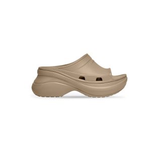 Men's Balenciaga Pool Crocs Slide Sandals Beige | 1735LGDKY