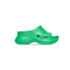 Men's Balenciaga Pool Crocs Slide Sandals Green | 9031BUJKI