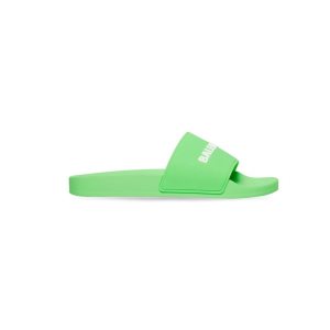 Men's Balenciaga Pool Slide Sandals Green | 4379XMLTZ