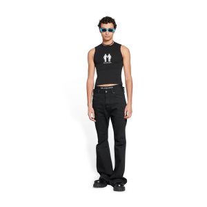 Men's Balenciaga Pride 22 Fitted Tank Top Shirts Black | 2975XBEJA