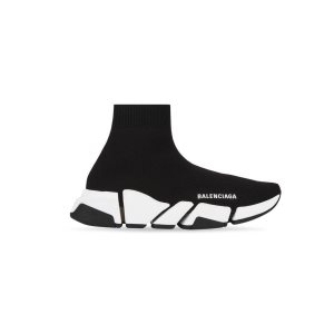 Men's Balenciaga Speed 2.0 Recycled Knit Sneakers Black / White | 4072COQWI