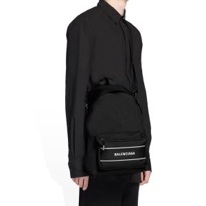 Men's Balenciaga Sport Crossbody Backpacks Black / White | 5901CWXPE