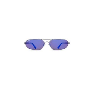 Men's Balenciaga Stretch Oval Sunglasses Blue | 5410KQMGY