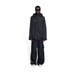 Men's Balenciaga Technical Parka Jackets Black | 3091HDFBM