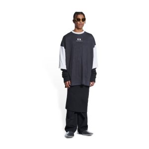 Men's Balenciaga Unity 3 4 Sleeves T Shirts Black | 0932UBHVY