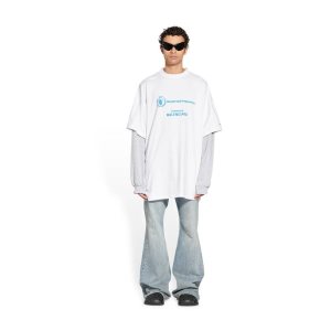 Men's Balenciaga Wfp Double Sleeves T Shirts White | 8904WJIBC