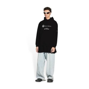 Men's Balenciaga Wfp Medium Fit Hoodie Black | 5149ISTWO