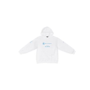 Men's Balenciaga Wfp Medium Fit Hoodie White | 6715LJNUE