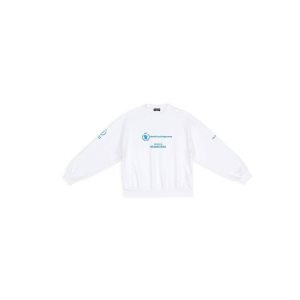 Men's Balenciaga Wfp Regular Fit Hoodie White | 4689RHOUX