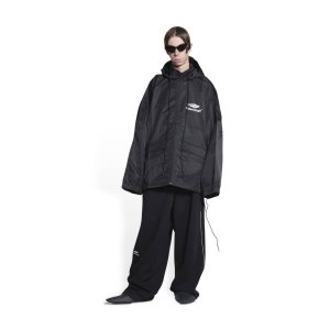 Women's Balenciaga 3b Sports Icon Pleated Windbreaker Jackets Black | 1948JPUCX