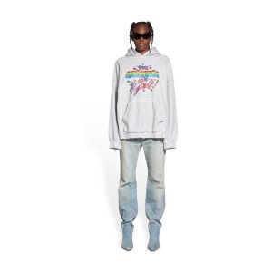 Women's Balenciaga 90 10 Wide Fit Off Hoodie White | 3548PRANO