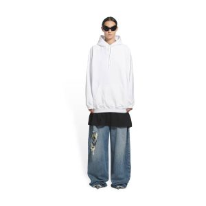 Women's Balenciaga Balenciaga Hoodie White | 5948BAXZT