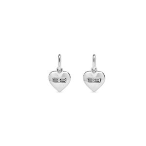 Women's Balenciaga Bb Icon Heart Earrings Jewelry Silver | 3728HJIRP