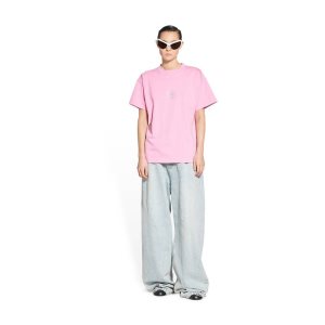 Women's Balenciaga Bb Paris Icon Medium Fit T Shirts Pink | 9162SYVMW