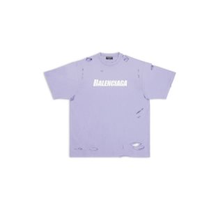 Women's Balenciaga Destroyed Boxy Fit T Shirts Purple | 3749IQTEK