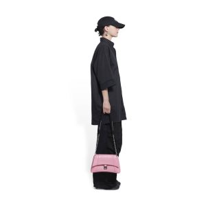 Women's Balenciaga Downtown Small Chain Shoulder Bags Pink | 0495JTAKG