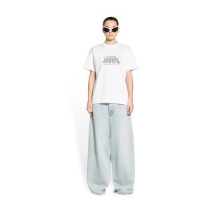 Women's Balenciaga Fashion Institute Medium Fit T Shirts White | 3624RZHFQ