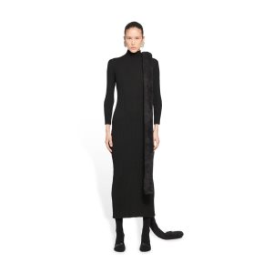 Women's Balenciaga Fitted Dress Skirts Black | 9216XJSMR