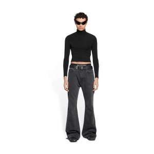 Women's Balenciaga Flared Pants Black | 5092LEDTC