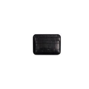 Women's Balenciaga Gossip Crocodile Embossed Cardholders Black | 5167JCSLD