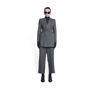 Women's Balenciaga Hourglass Blazer Jackets Grey | 0165NIVPF