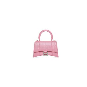 Women's Balenciaga Hourglass Xs Crocodile Embossed Mini Bag Pink | 4709BPVOD