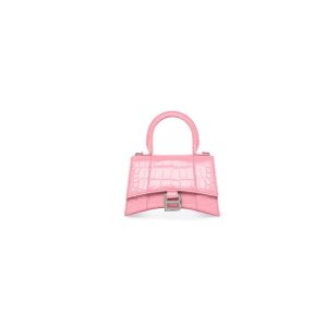 Women's Balenciaga Hourglass Xs Crocodile Embossed Mini Bag Pink | 9250ENWGL