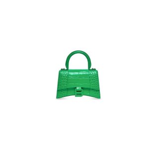 Women's Balenciaga Hourglass Xs Crocodile Embossed Mini Bag Green | 9758HBVRX