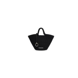 Women's Balenciaga Ibiza Small Basket With Strap Tote Bags Black | 7031MXWFE