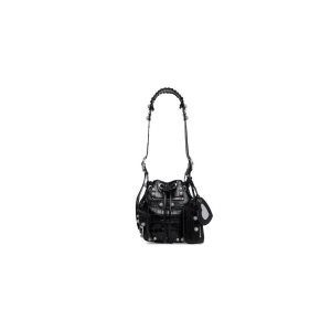 Women's Balenciaga Le Cagole Xs Bucket Crocodile Embossed With Rhinestones Handbag Black | 7935EOFRL