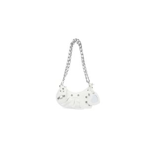 Women's Balenciaga Le Cagole Xs Chain Shoulder Bags White | 3419VRHJN