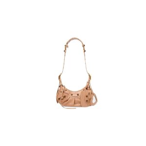 Women's Balenciaga Le Cagole Xs Crocodile Embossed Shoulder Bags Beige | 2746DMSYE