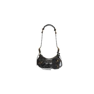 Women's Balenciaga Le Cagole Xs Crocodile Embossed Shoulder Bags Black | 8396RFZGJ