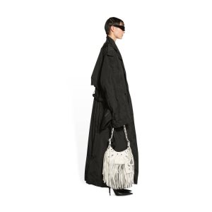 Women's Balenciaga Le Cagole Xs Fringes Shoulder Bags White | 4712SLINF