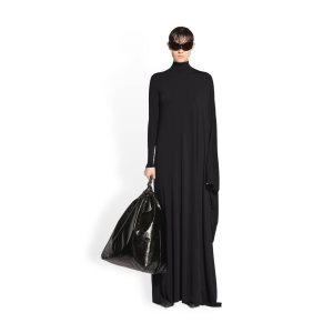 Women's Balenciaga Minimal Maxi Dress Skirts Black | 5274KLDQT